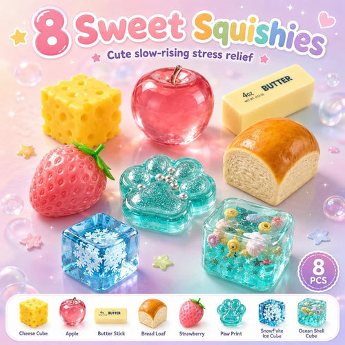 8-Piece Set Mystery Box, Blind Box Malt Sugar, Creative Slow-Return Squishy, Party Gift, 8 Stress Relief