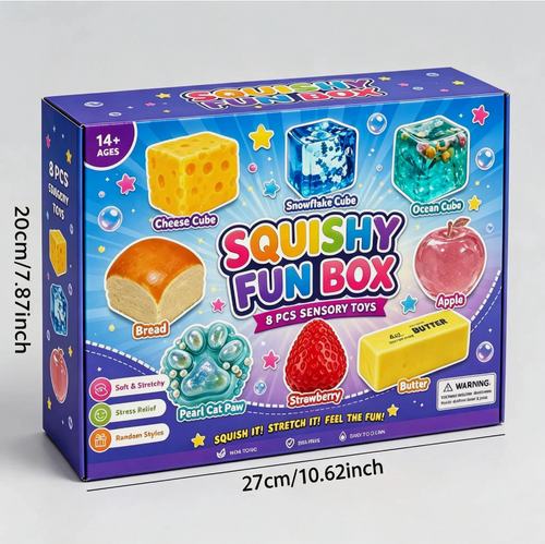 8-Piece Set Mystery Box, Blind Box Malt Sugar, Creative Slow-Return Squishy, Party Gift, 8 Stress Relief
